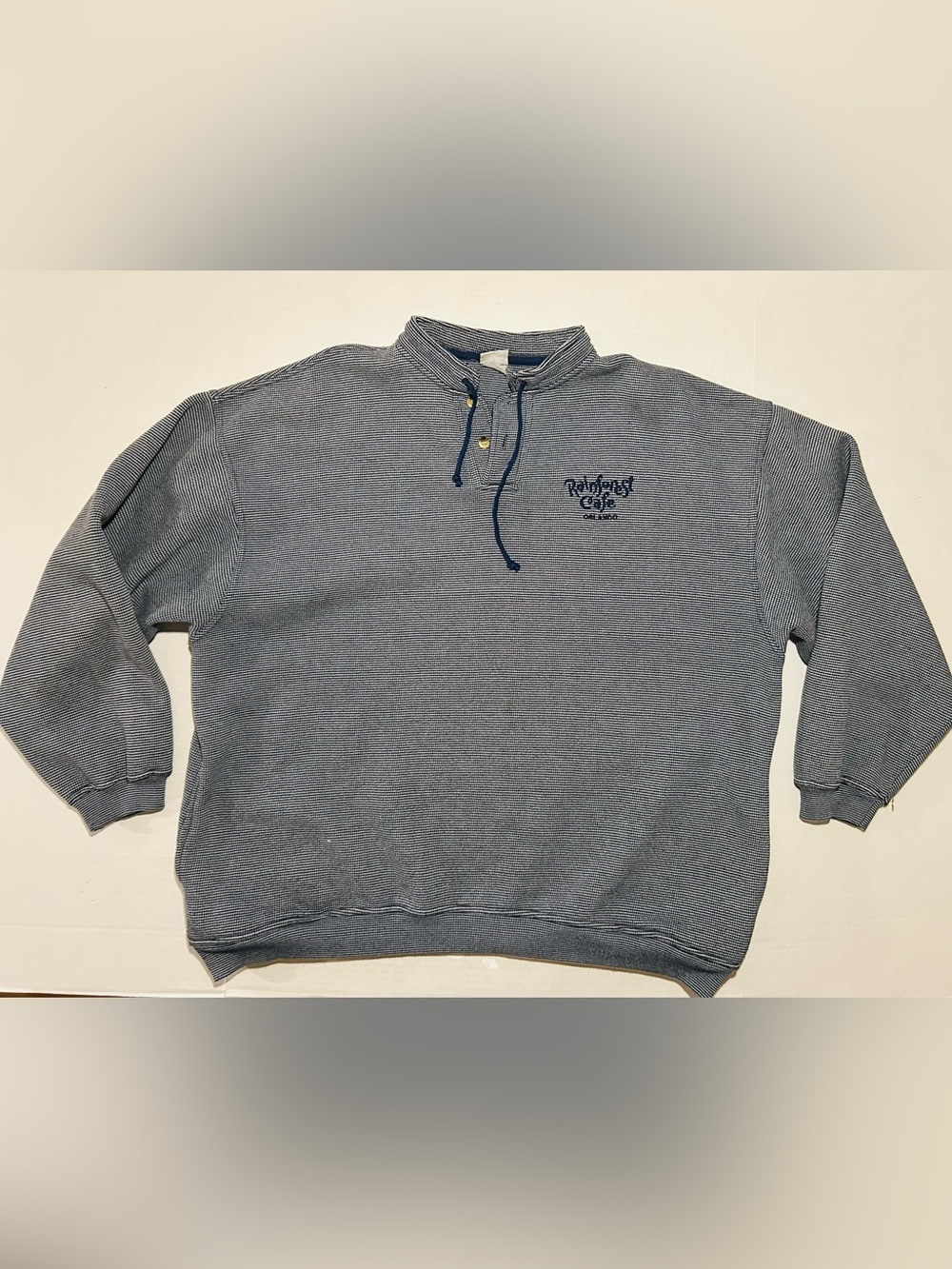 Rainforest Cafe Orlando Florida Henley Sweatshirt Mens 3XL Navy Vintage 1990s